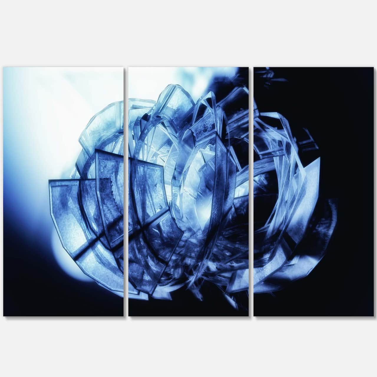 Designart - Fractal 3D Blue Glass Pattern - Abstract Canvas Art Print